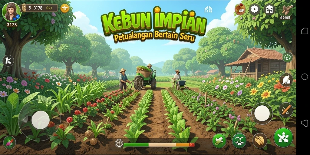 Tampilan gameplay menarik dari 3178 dengan aktivitas bertani.