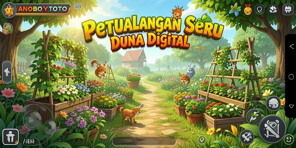 Tampilan menarik dari gameplay <strong>ANOBOYTOTO</strong> yang menunjukkan aktivitas berkebun.