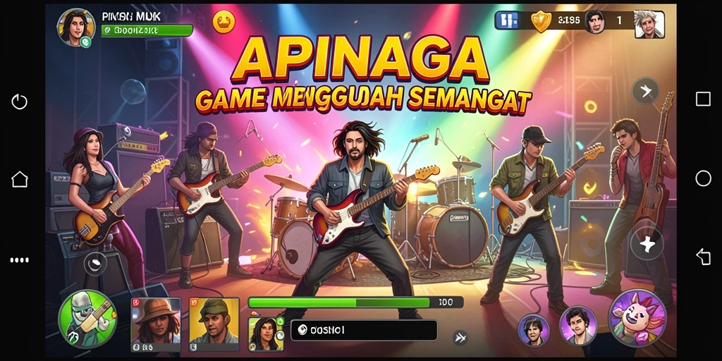 Tampilan permainan APINAGA dengan tantangan musik yang seru.