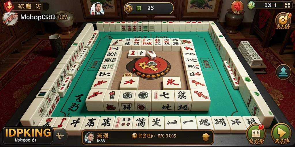 Tampilan gameplay yang menarik dari IDPKING saat menyusun ubin Mahjong.