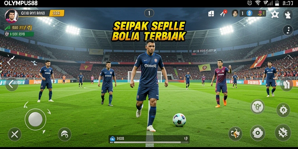 Screenshot OLYMPUS88 menampilkan aksi seru permainan sepak bola.